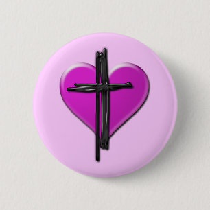 Ink Heart & Cross Button