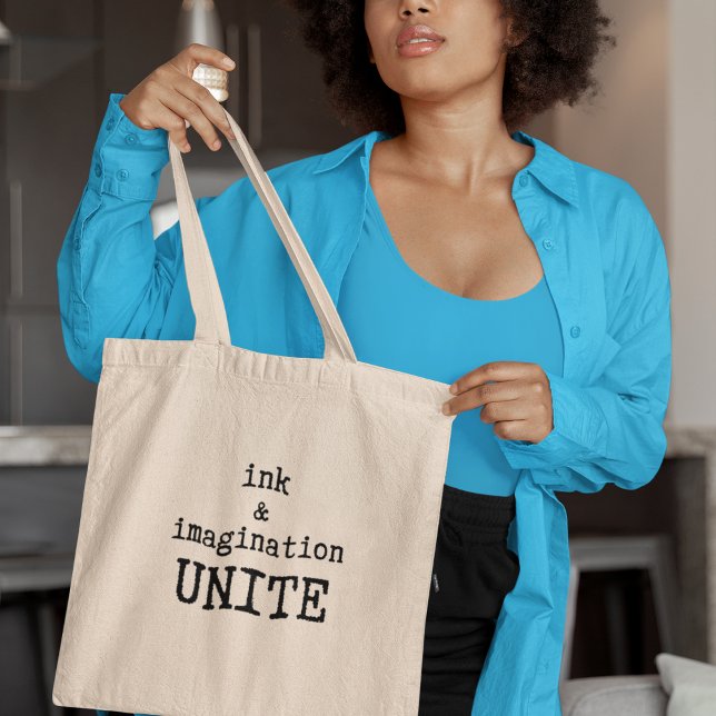 Ink & Imagination Unite Book Lovers Writers Gift Tote Bag (Shop now and showcase your passion for creativity with this inspiring tote bag!)