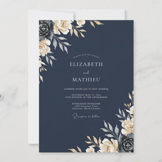Ink Ivory Painted Wedding Invitation (Front)