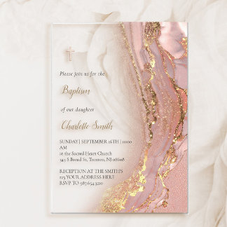 ink marble | Baptism Acrylic Invitations