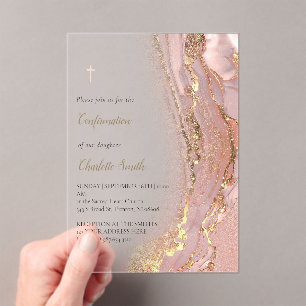 ink marble   Confirmation Acrylic Invitations