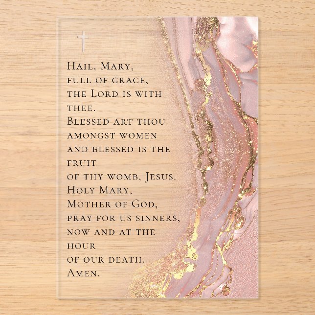 ink marble Hail Mary prayer Acrylic Invitations (Front)