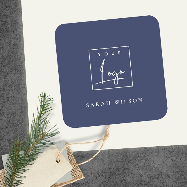 Ink Navy Blue Custom Promotional Business Logo Square Sticker (Creator Uploaded)