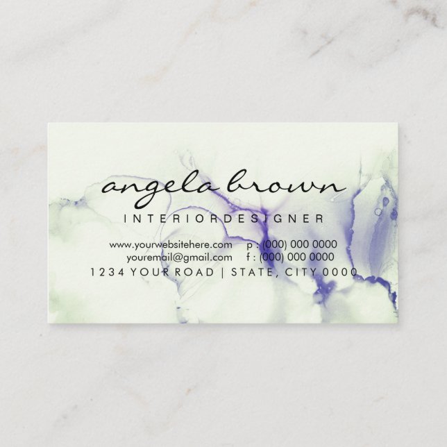 Ink Ombre Purple Green Color Business Card (Back)