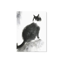 Ink Painting Cute Cat Wall Art Canvas Art Decor