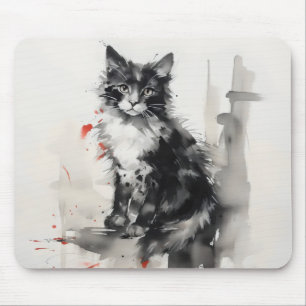 Ink Painting Kitten Nature Mouse Pad