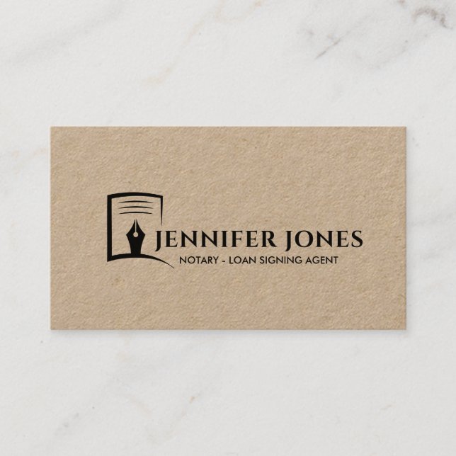 Ink Pen and Paper Notary Professional  Business Card (Front)