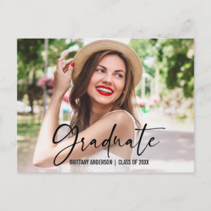 Ink Pen Calligraphy Script Graduation Announcement Postcard