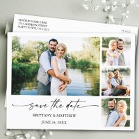 Ink Pen Script 4 Photos Modern Save The Date