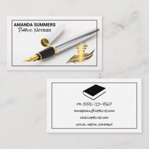 Ink Pen Writer Public Notary Logo Business Card