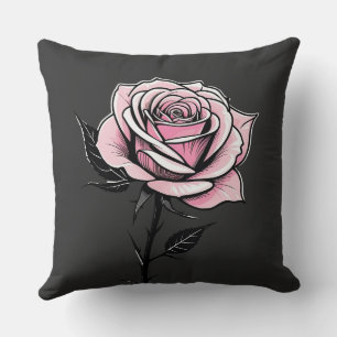 Ink Rose (grey) Cushion
