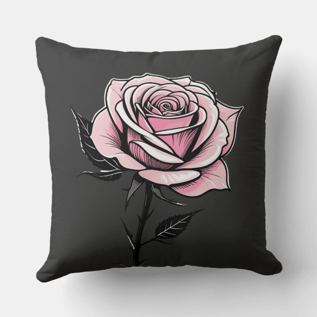 Ink Rose (grey) Cushion (Back)