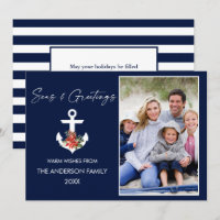 Ink Script Seas and Greetings Poinsettia Anchor