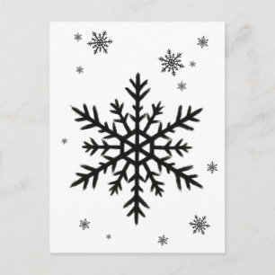 Ink Snowflake – Subtle Winter Geometric Design on Postcard