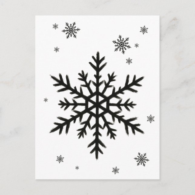 Ink Snowflake – Subtle Winter Geometric Design on  Postcard (Front)