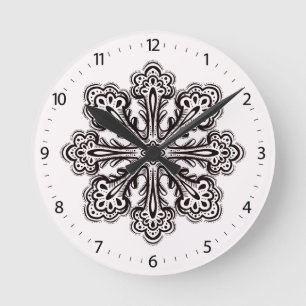 Ink Snowflake Winter Tattoo Art To Colour Round Clock
