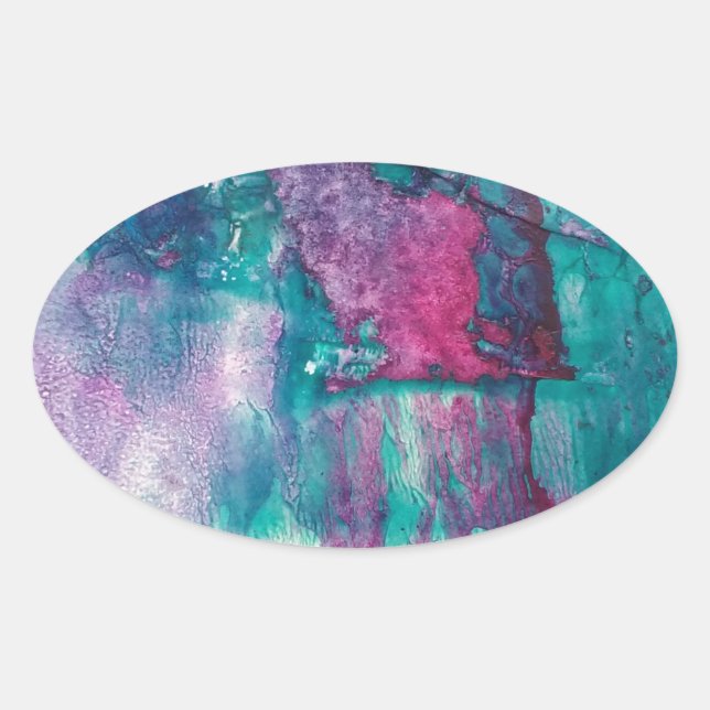 Ink Spilled Abstract Oval Sticker (Front)