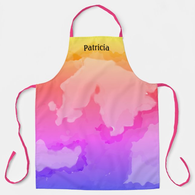 Ink Splash Abstract Painting Pink Name Cool Apron (Front)
