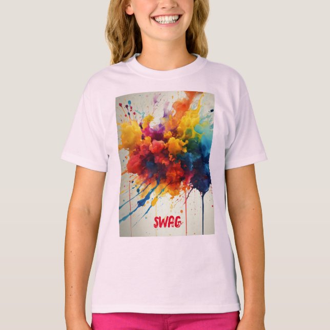 "Ink Splash Chic: Women's Tee with Swag" (Front)
