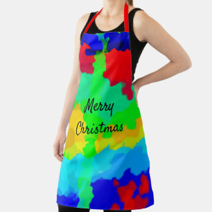 Ink Splash Colorful Abstract Merry Christmas Cool Apron