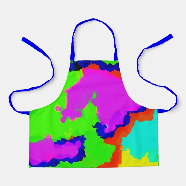 Ink Splash Colourful Abstract Painting Blue Green Apron (Front)