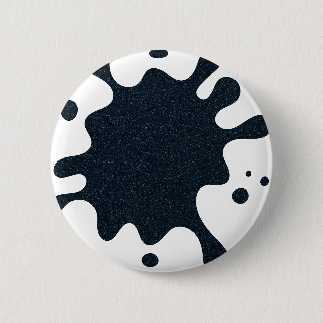 Ink Splash White & Charcoal Button – Customisable (Front)