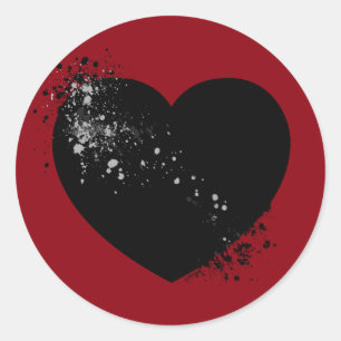 Ink Splashed Black Heart. Classic Round Sticker