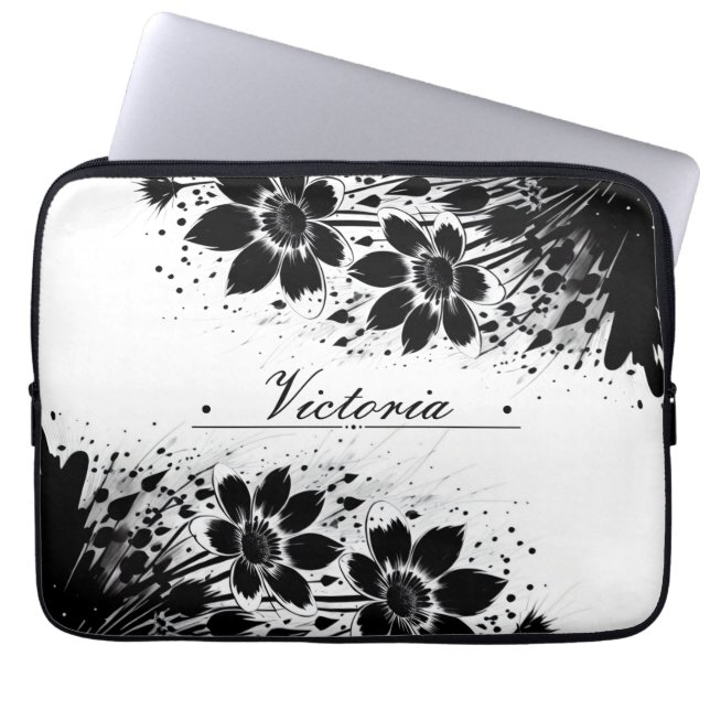 Ink-splashed Bloom Laptop Sleeve (Front)