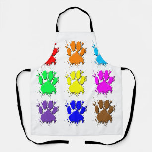 Ink Splatter Dog Paw Pattern Apron