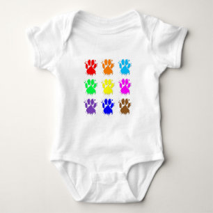 Ink Splatter Dog Paw Pattern Baby Bodysuit