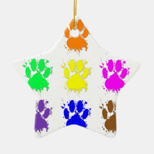 Ink Splatter Dog Paw Pattern Ceramic Tree Decoration