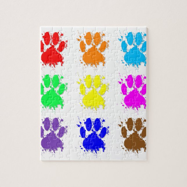 Ink Splatter Dog Paw Pattern Jigsaw Puzzle (Vertical)