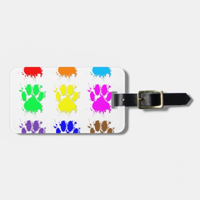 Ink Splatter Dog Paw Pattern Luggage Tag (Front Horizontal)