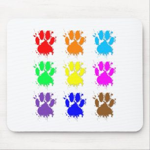 Ink Splatter Dog Paw Pattern Mouse Pad