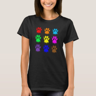 Ink Splatter Dog Paw Pattern T-Shirt