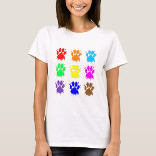 Ink Splatter Dog Paw Pattern T-Shirt
