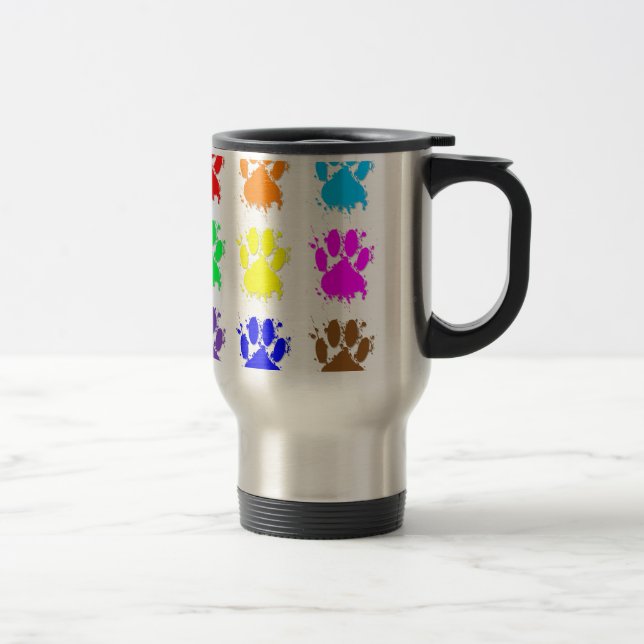 Ink Splatter Dog Paw Pattern Travel Mug (Right)
