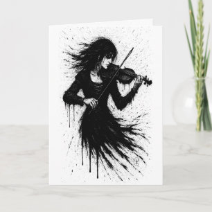Ink‑Splintered Violinist — Haunted Music Illustrat Card