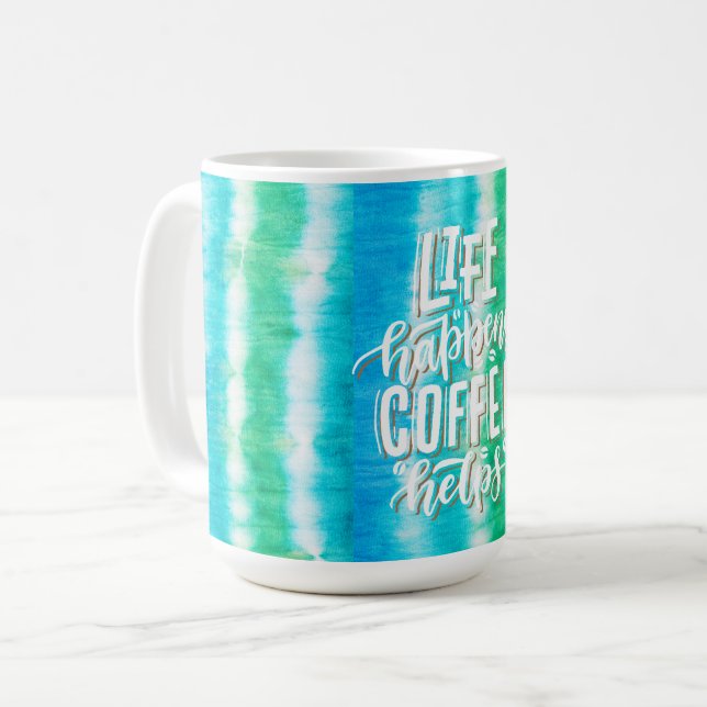 Ink Stripes Summer vibes Tie dye Coffee Mug (Front Left)