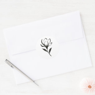  Ink-Style Magnolia – Elegant Floral Design on Classic Round Sticker