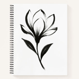Ink-Style Magnolia – Elegant Floral Design on Notebook