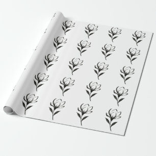 Ink-Style Magnolia – Elegant Floral Design on Wrapping Paper