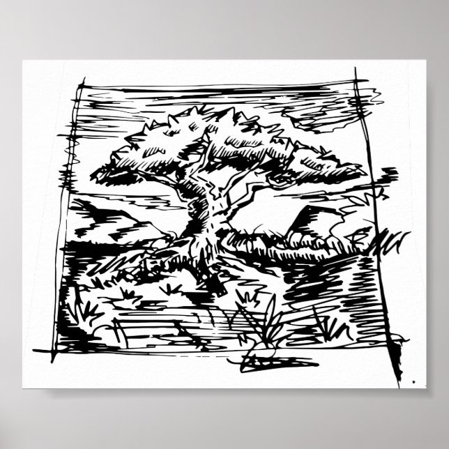Ink Tree Sketch. Poster (Front)