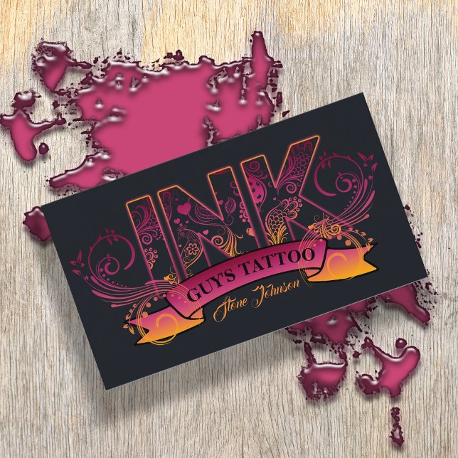 Ink Typography Tattoo Artist ID815 Business Card (Creator Uploaded)