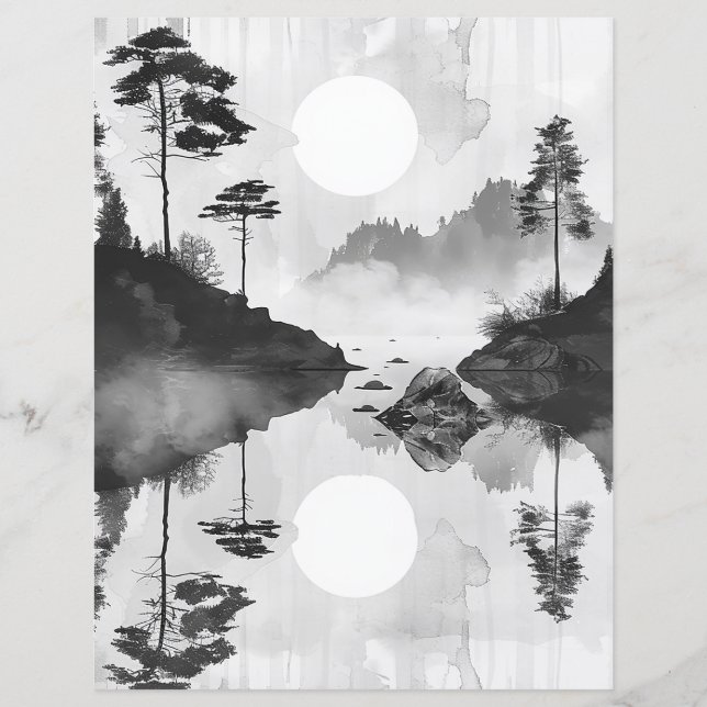 Ink Wash Art Scrapbooking Paper (Front)