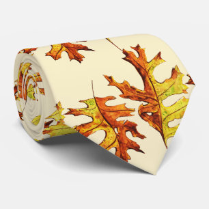 Ink Watercolor Painted Autumn Leaves Nature Lover Tie
