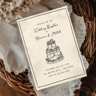 Ink Whimsical Hand Drawn Cake Wedding Reception  Invitation