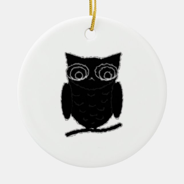 Inkblot Owl Ceramic Tree Decoration (Front)