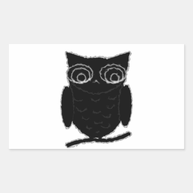 Inkblot Owl Rectangular Sticker (Front)