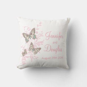 Inked art butterflies personalised wedding pillow
